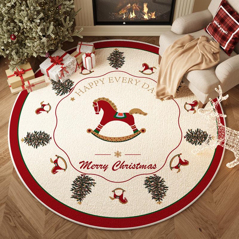 Christmas Wind Carpet Round Living Room Holiday Atmosphere Layout Floor Mat Winter Bedroom Bedside Floor Mat