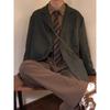 Unisex Japanese Retro Plaid Suit Jacket - Casual Spring/Autumn Vintage Style