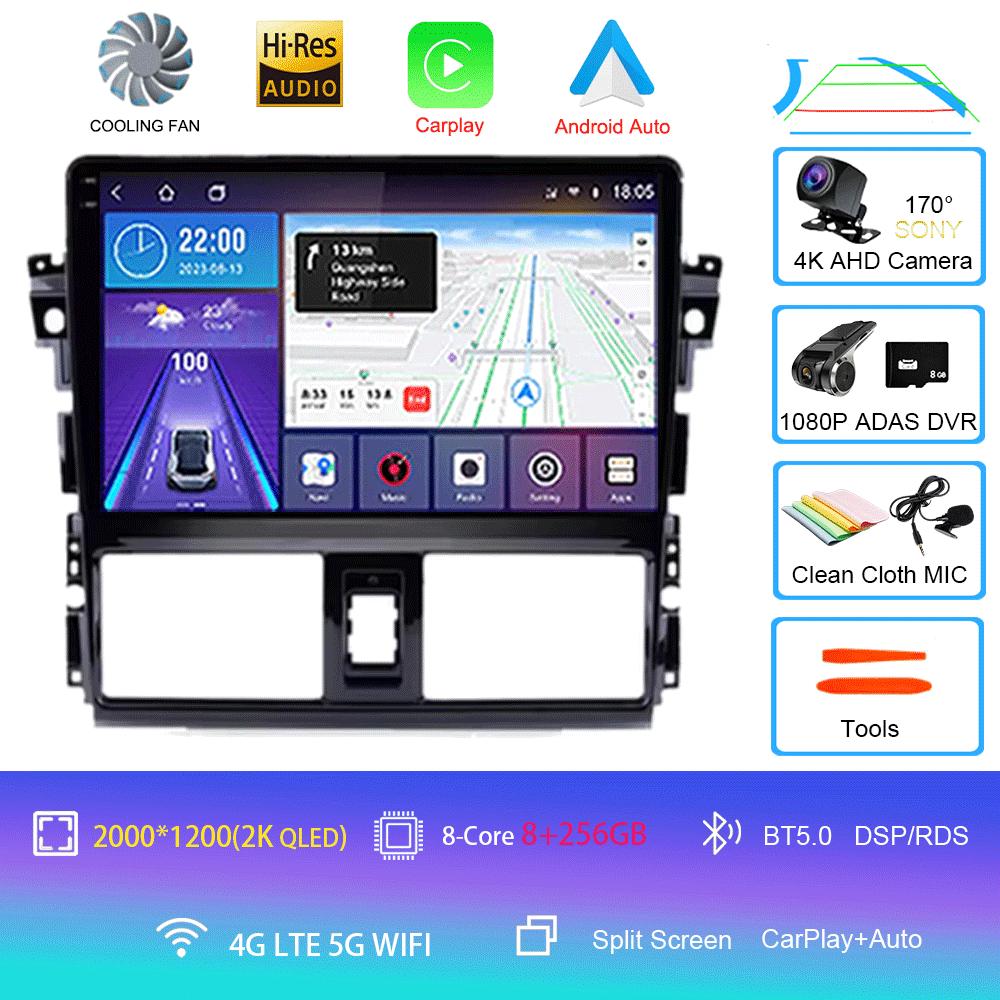 Android 14 For TOYOTA VIOS YARIS 2013 2014 2015 2016 Multimedia Video Player Car Radio GPS Navigation NO DVD 2 Din Carplay New