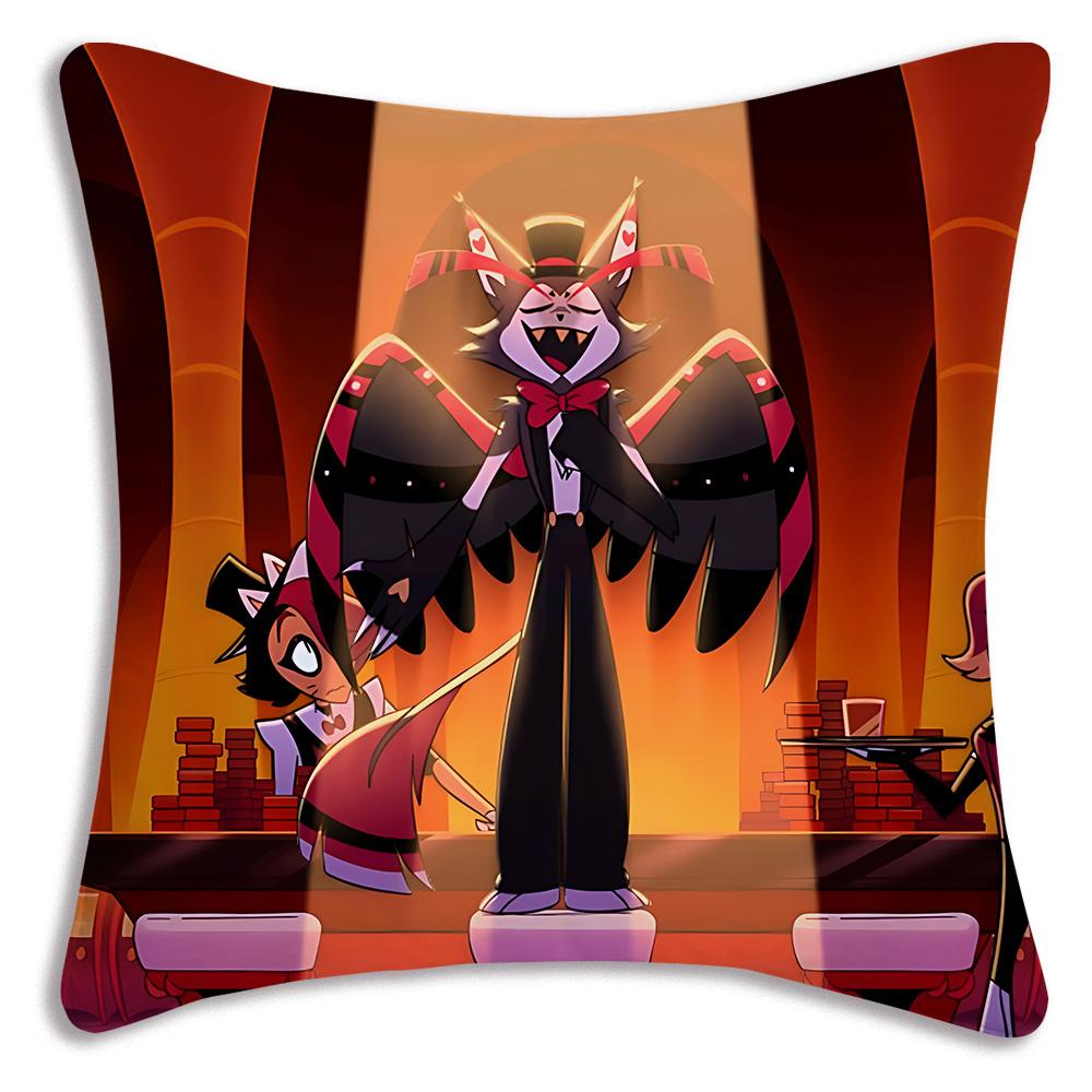 Anime H-Hazbins H-Hotel Pillow Covers Cartoon Sofa Decorative Home Double-sided Printing Short Plush Cute Cushion Cover