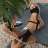 Sandalias de cuña de verano 2026 para mujer, talla grande, de una tira, con puntera abierta y hebilla - Modernas, cómodas, con suela gruesa