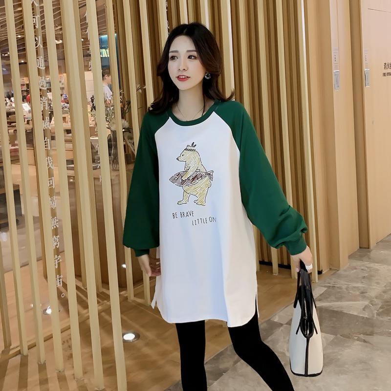 Maternity clothing spring and autumn clothing medium and long fashion autumn long-sleeved t-shirt going out maternity spring and autumn tops