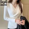 MiiOW Women's V-Neck Slim-Fit Long Sleeve Knit Sweater