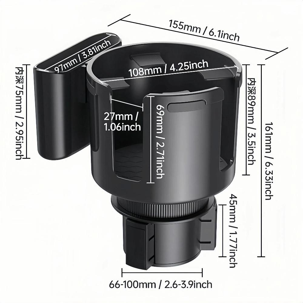 

Универсальный расширитель подстаканника для больших бутылок Stanley Yeti, защита от проливания, регулируемый органайзер 1 PCS чёрный