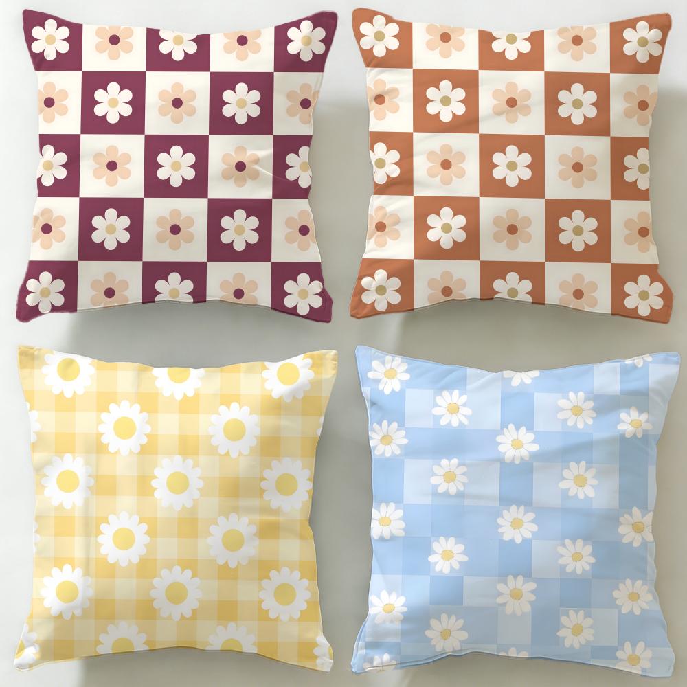 Checkerboard Pattern Cushion Cover Soft EasyWash Pillow Case Versatile for Couch Bed Travel and Office
