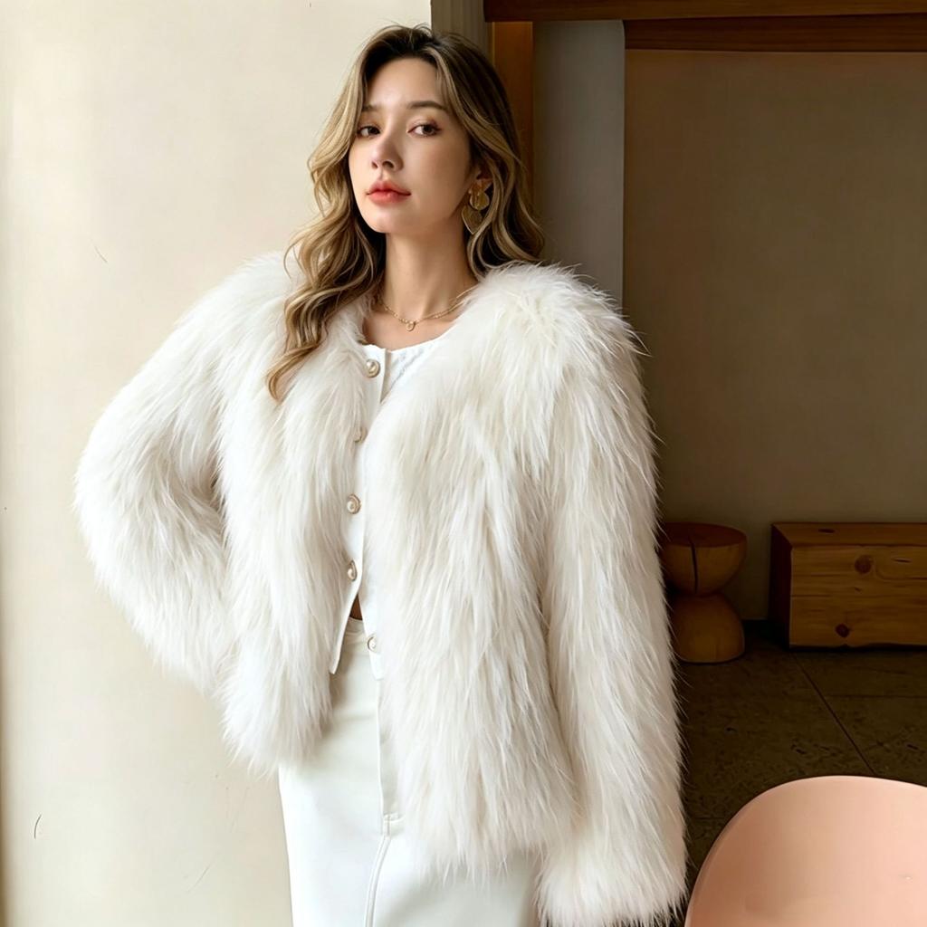 New imitation raccoon fur coat women's winter imitation fur short coat light women's coat