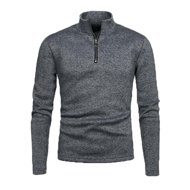 Men's High Collar Solid Color Zipper Sweatshirt Jacket