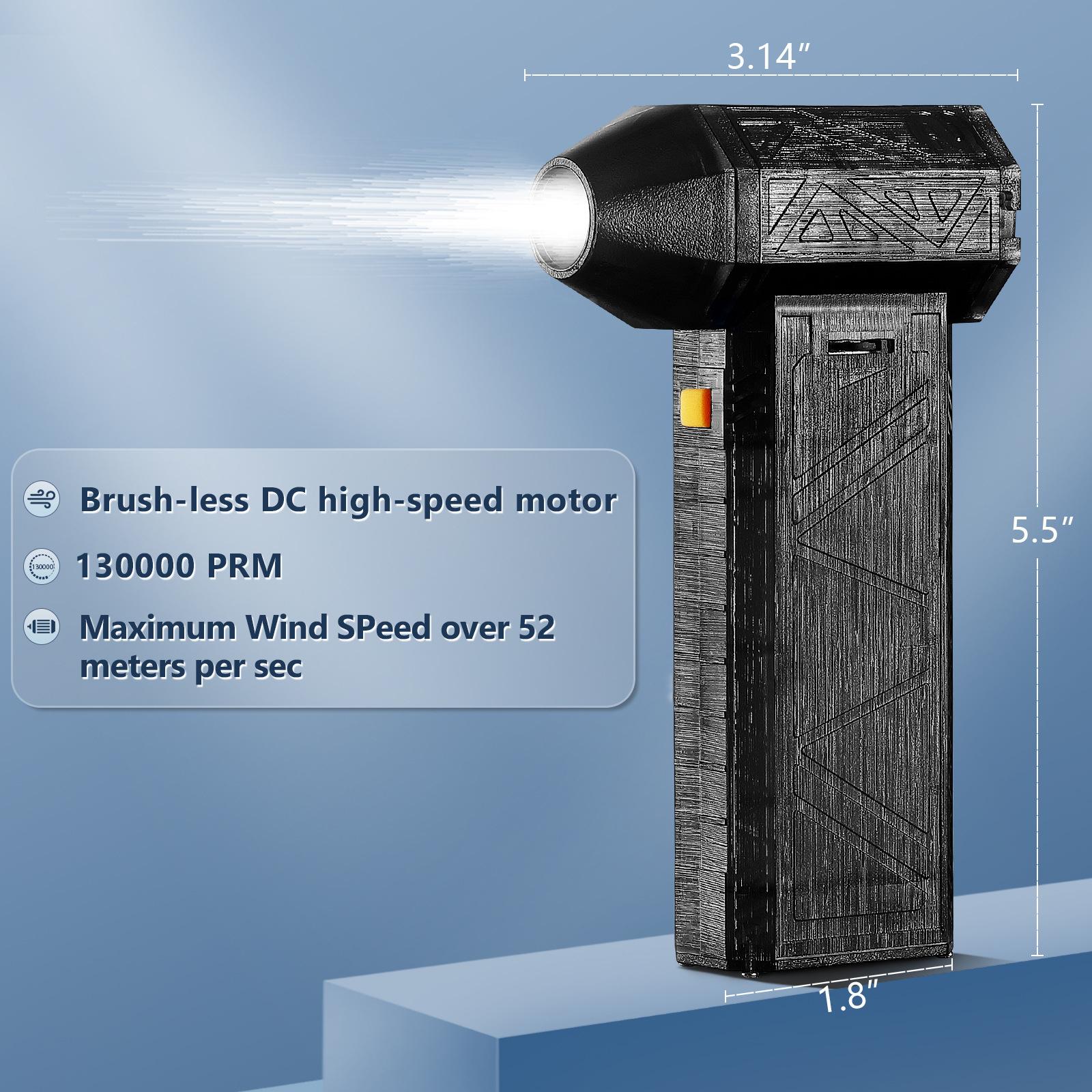 

Turbo Jet Fan Portable Air Blower 130,000 RPM Brushless Motor for Electronics Cleaning, Outdoor, Camp чёрный