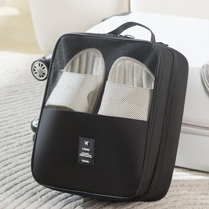 New diagonal waterproof breathable travel storage three-layer shoe bag Oxford cloth shoe bag storage bag outdoor travel shoe bag чёрный