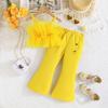 Girls' Fashion Set: Summer Children's Solid-Color Tank Top with Tulle + Flared Pants Set
