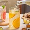 1/2PCS High Borosilicate Glass Tumblers 500ML Shape Reusable and Cold and Heat Resistant Includes Straw and Lid for Milk Coffee