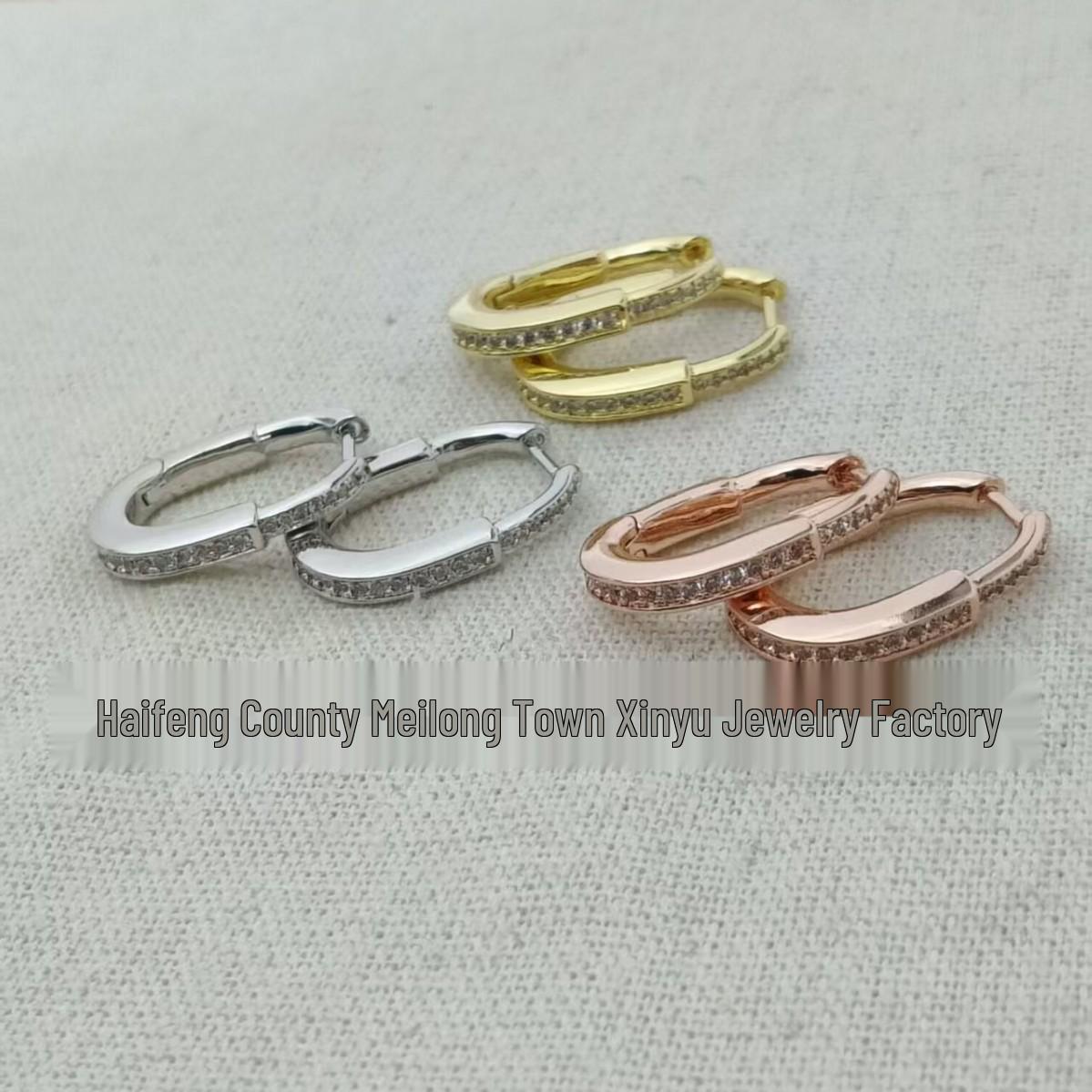 T Family TIFF Women s High-End Fashion Earrings with Exquisite Design U-shaped Small Full Diamond Gold Earrings