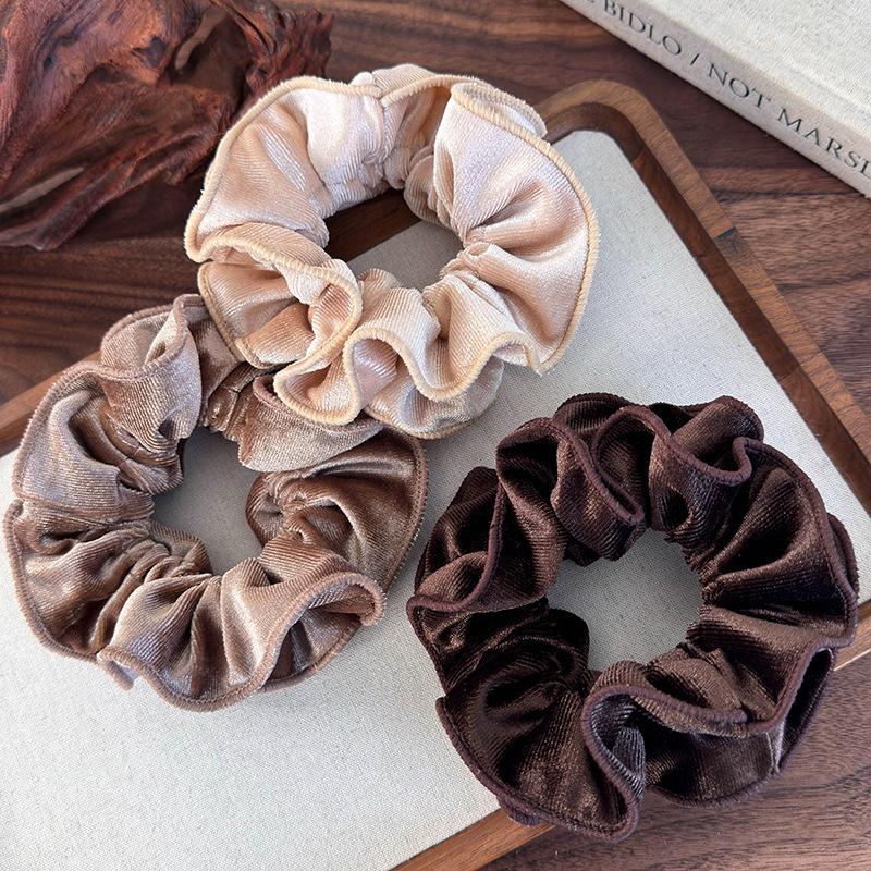 Herbst Winter Einfarbig Samt Rüschen Haargummis Stirnbänder für Damen Temperament Haarband Weiblich Gummiband Kopfschmuck