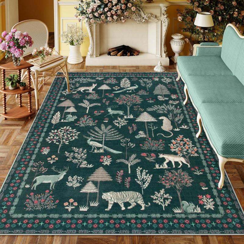 Vintage Butterfly Forest Deer Tiger Natural Carpet Living Room Bedroom Kitchen Decor Anti-slip Rugs Home Large Area Carpets