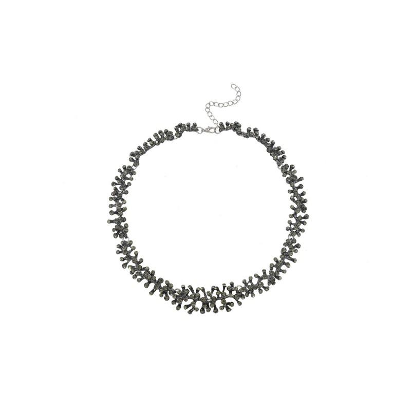 Minimalist Geometric Ball Bead Necklace Women Zinc Alloy Chain With Rhinestone Detail Short Layered Choker In Gold Black