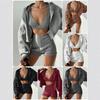 European & American Spicy Girl Sporty Zipper Hoodie Set: Women's Autumn Style, Cozy Three-Piece Casual Outfit