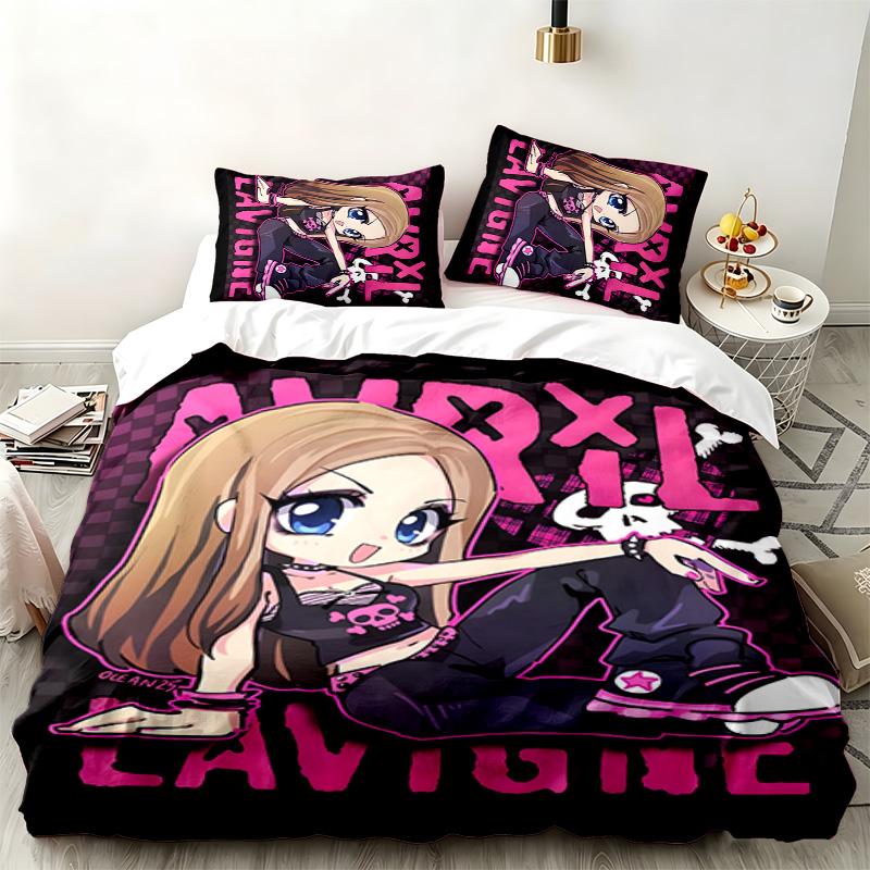 Avril Lavigne 3pc Set Perfect for Bedroom Use Comfortable Bedding Set Includes a Duvet Cover and Two Pillowcases Ideal Birthday or Christmas Gift