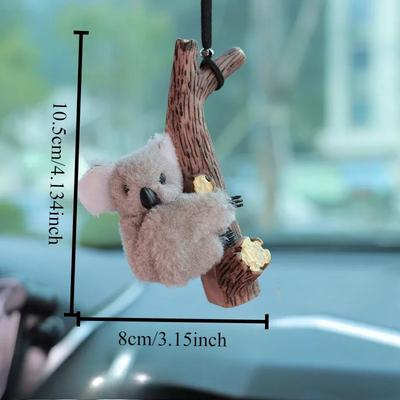 1pz ciondoli auto carini Forma Tartaruga Panda Accessori Specchietti Auto Peluche resina cartone animato ceppo d'albero accessori auto interni