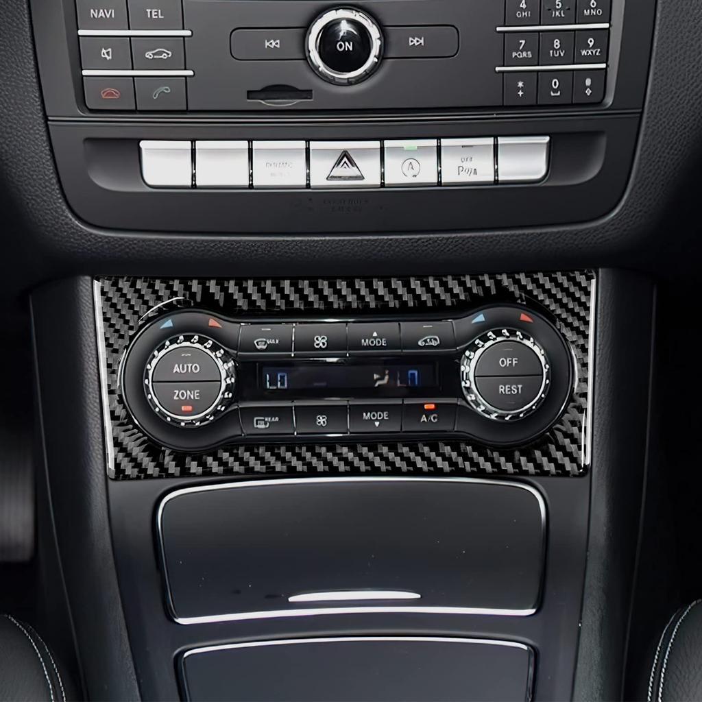 Carbon Fiber AC Control Panel Frame for Mercedes A B CLA GLA Class W169 W245 W117 W156, Center Console Trim Sticker Black