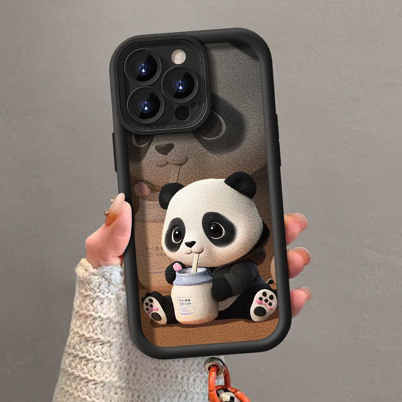 Cute panda lanyard suitable for Apple 11PROMAX mobile phone case Huawei OPPO Xiaomi VIVO all-inclusive anti-drop woman