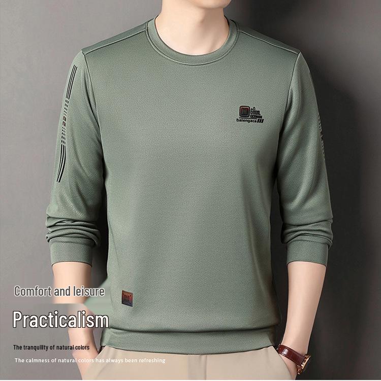 Men's Fleece-Lined Long-Sleeve Sweatshirt - Winter Casual Round Neck Top
