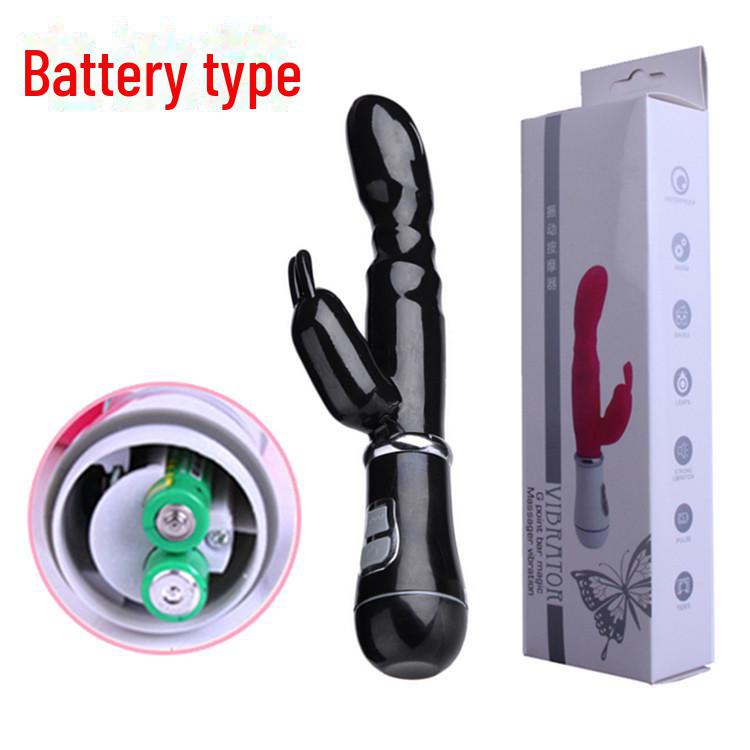 Vibrator reîncărcabil cu șoc dublu pentru punctul G, tip iepure, pentru cupluri - Dispozitiv de masaj cu vibrații intense