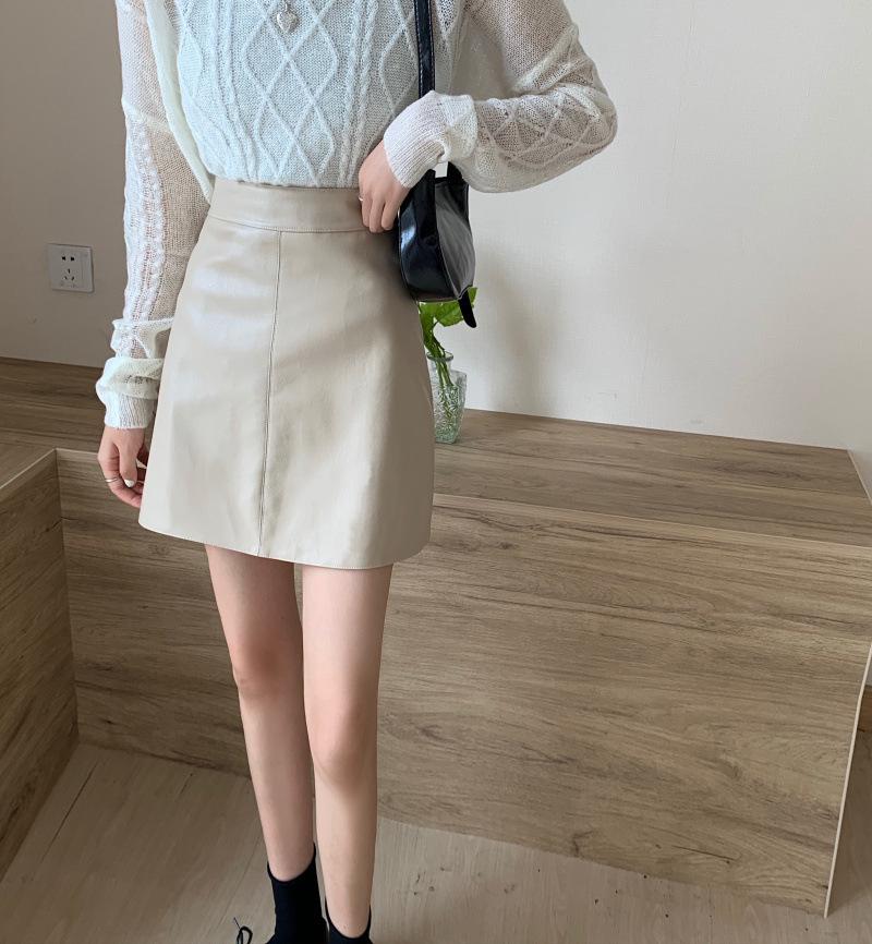 

2023 Women s High Waist PU Leather A-line Midi Skirt - Solid Color, Plus Size, Slimming, Hip Wrap, Summer Skirt S
