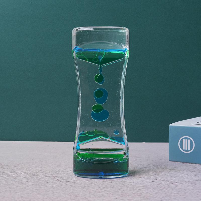 

Hourglass Liquid Timers with Double Colors and Floating Motion Bubbles for Desk Decor 5.5*13.5 CM