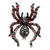 Halloween Arachnid Brooch Crystal Costume Pin Alloy Statement Lapel Accessory for Party Outfits, Coats and Bags
