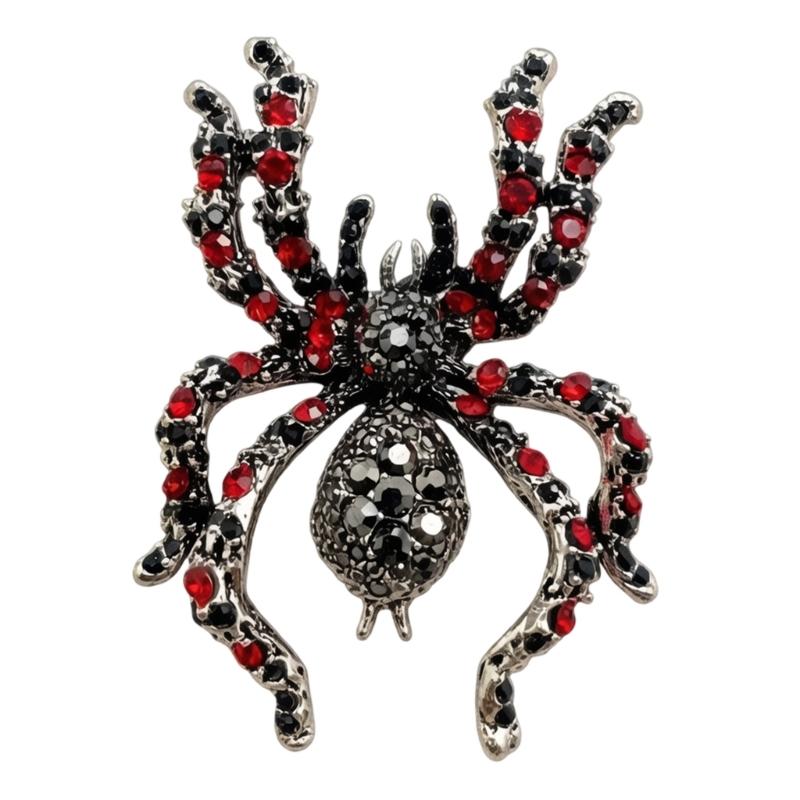 Halloween Arachnid Brooch Crystal Costume Pin Alloy Statement Lapel Accessory for Party Outfits, Coats and Bags
