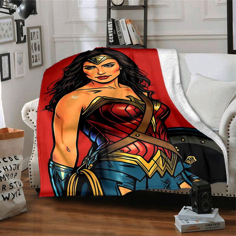 1ks deka Wonder Woman Polyesterové vlákno, Celoroční pohodlí na pohovku, postel, do kanceláře, auta, na kempování, Ideální domácí dekorace a dárek, Pohodlí v kanceláři