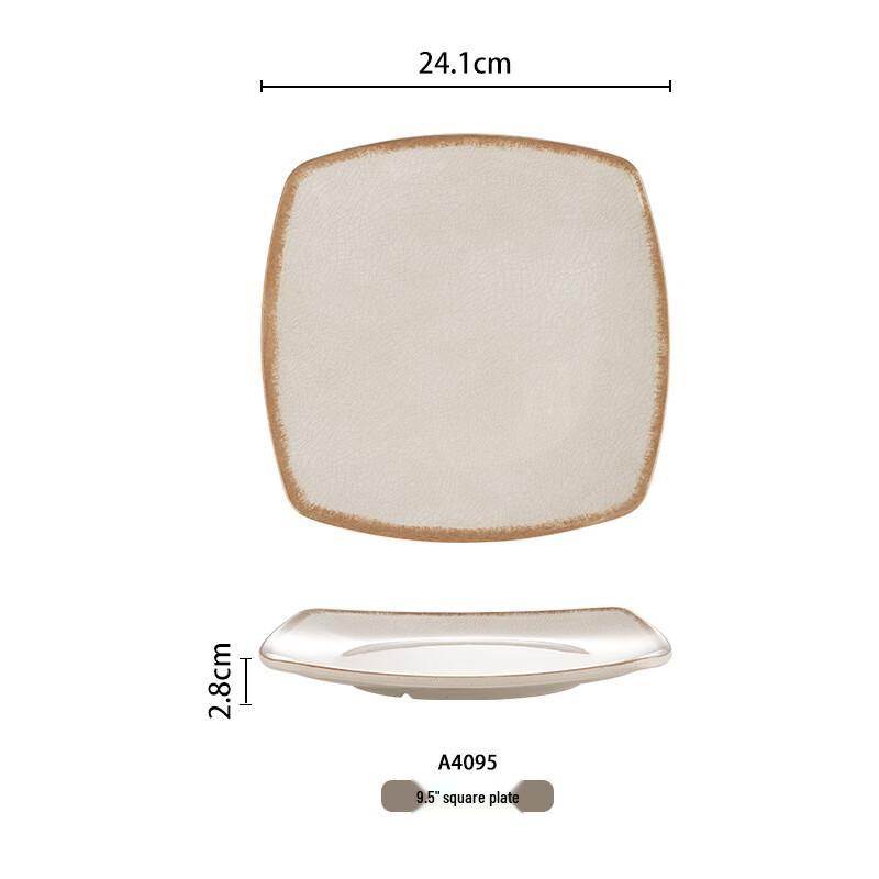 Commercial Melamine Off-White Ice Pattern 9.5-inch Square Plates