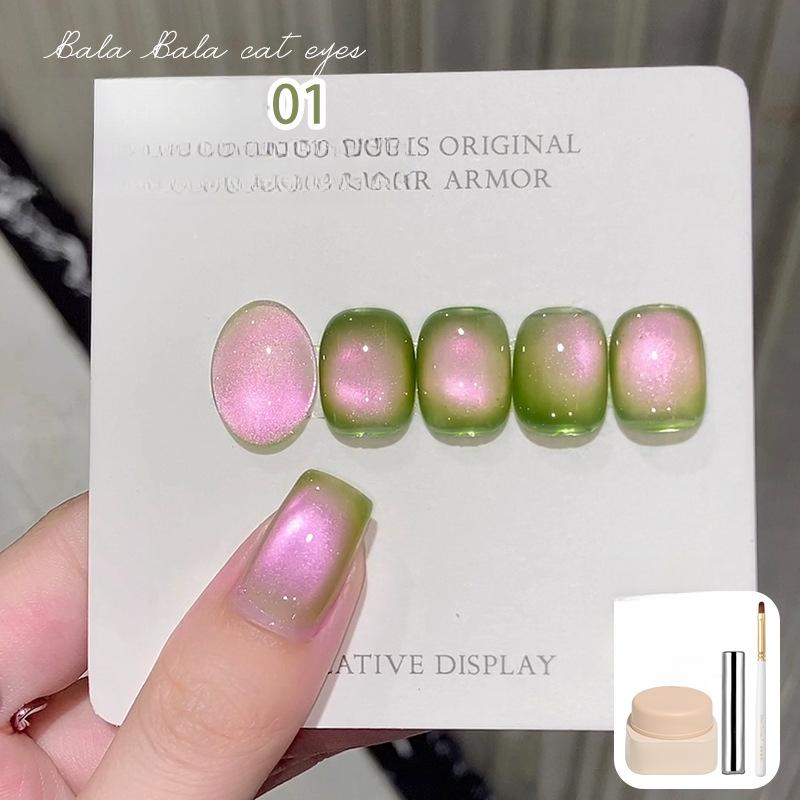 

1 шт. новый клей для лака для ногтей «кошачий глаз» цвета гуавы, блестит, свежий и белый, зеленый, стеклянные бусины для дизайна ногтей «кошачий глаз»