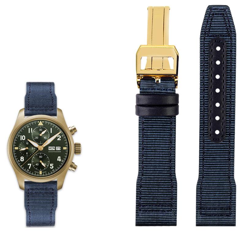 Klasyczny 20/21/22mm Wysokiej jakości nylonowy pasek do zegarka ze skóry cielęcej Pasuje do IWC Pilot SPITFIRE MARK18 Portofino TOP GUN IW389101 Pasek do zegarka