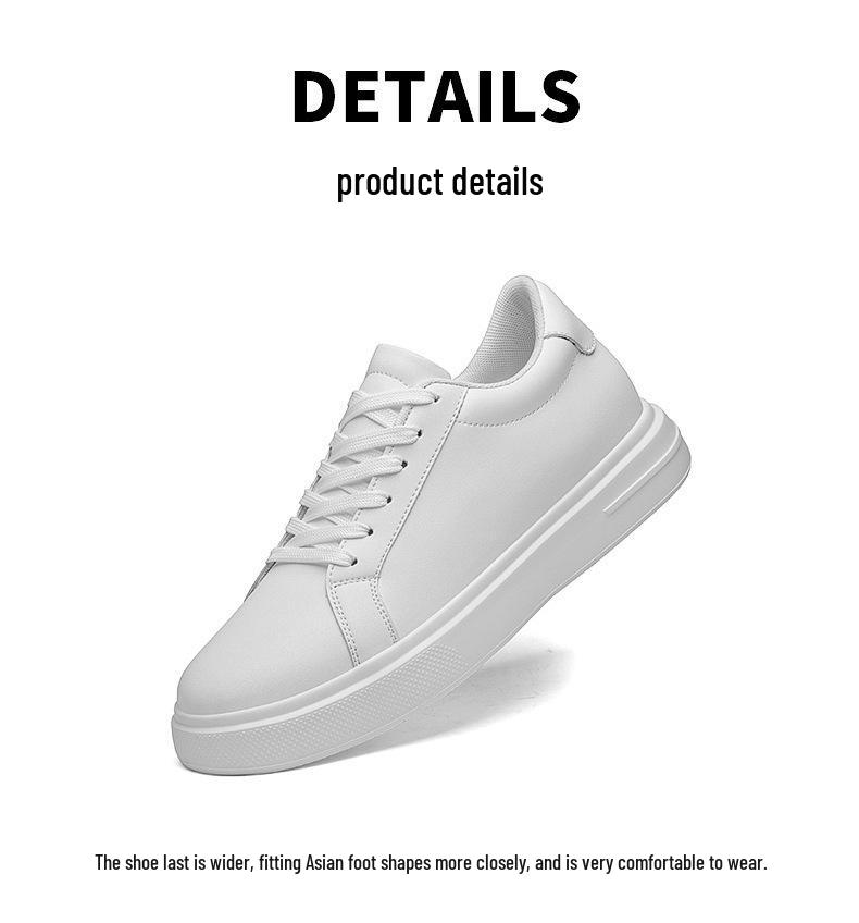 Invisible 8CM Height Increasing Men's Thick Sole White Casual Outdoor Sports Board Shoes