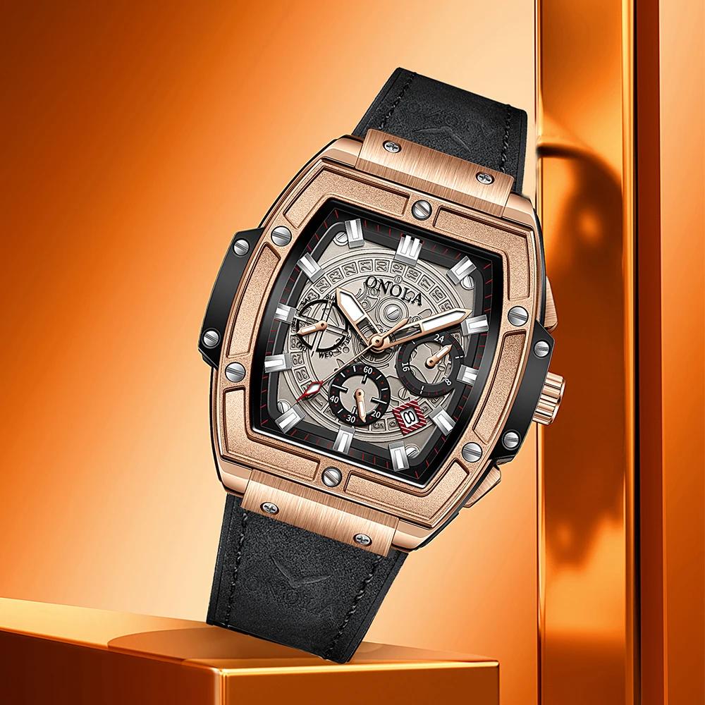 New Watch for Men Fashion Business Wristwatch Automatic Casual Luxury Waterproof Leather Strap Mechanic Watches