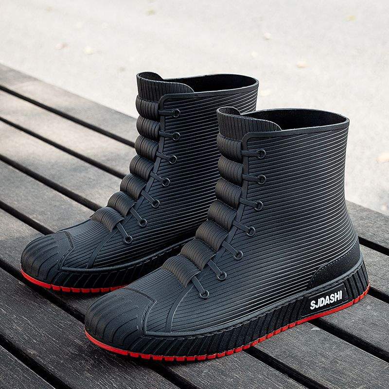 New Men's Rain Shoes Fashion Short Work Water Boots Non-slip Waterproof Kitchen Rubber Shoes Thick Sole Wear-resistant Car Wash Fishing