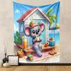Beach Koala Enjoying a Picnic Patterned tapestry home decor, suitable for bedroom and living room, gift