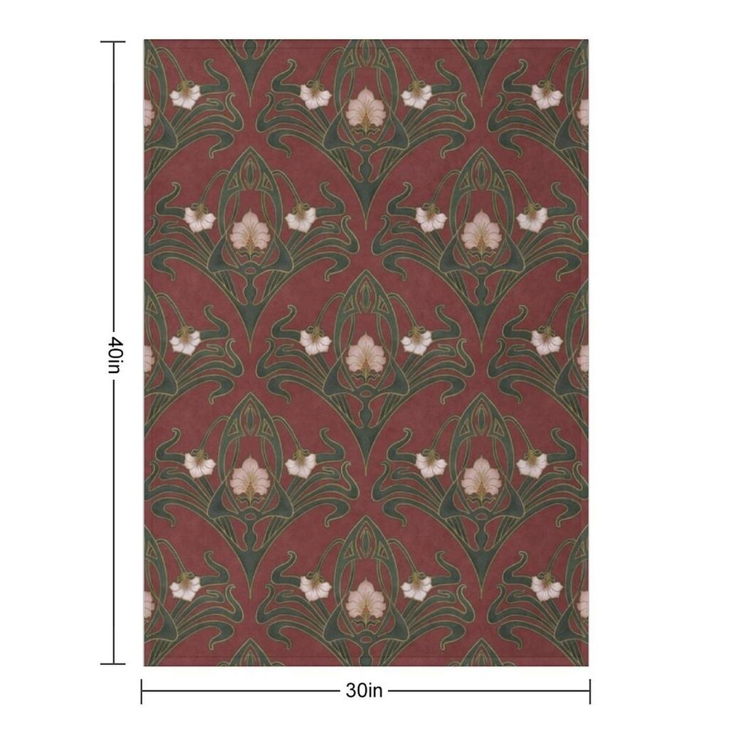 Red Art Nouveau Wallpaper Throw Blanket Decorative Beds Cosplay Anime for Sofa Extra Large Throw Blankets