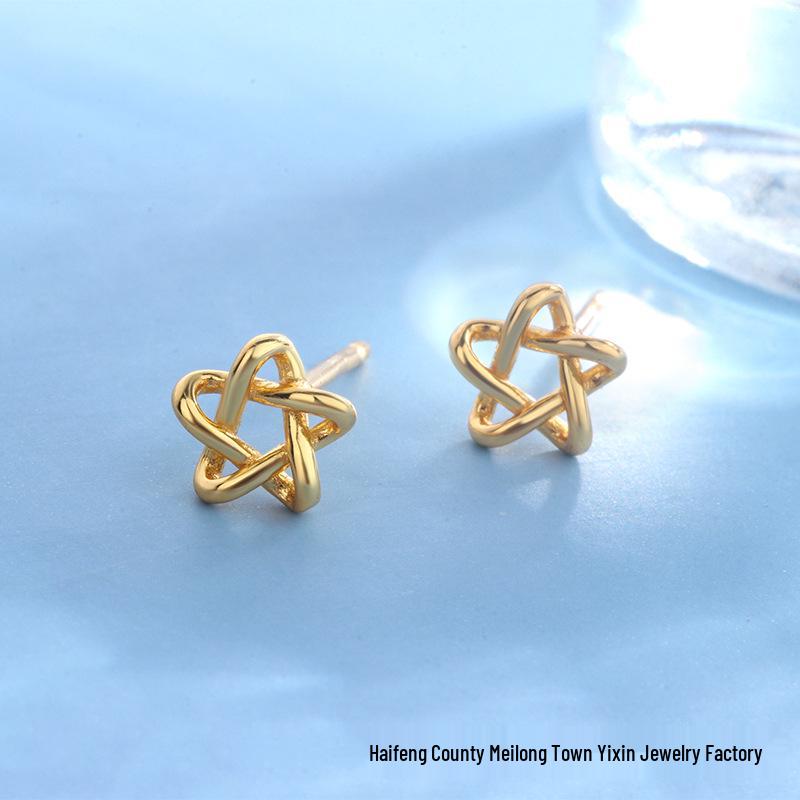 

S925 Sterling Silver Flower Stud Earrings - Simple, Stylish Ear Cartilage Jewelry золотой