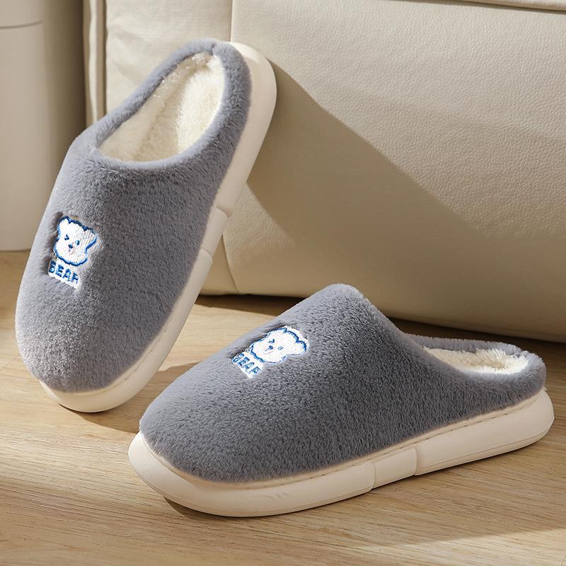 

Новые тапочки из искусственного меха кролика и медведя для дома, теплые, для дома, тихие, пара, наступающая на дерьмо, толстые подошвы, хлопковые тапочки для женщин 44-45