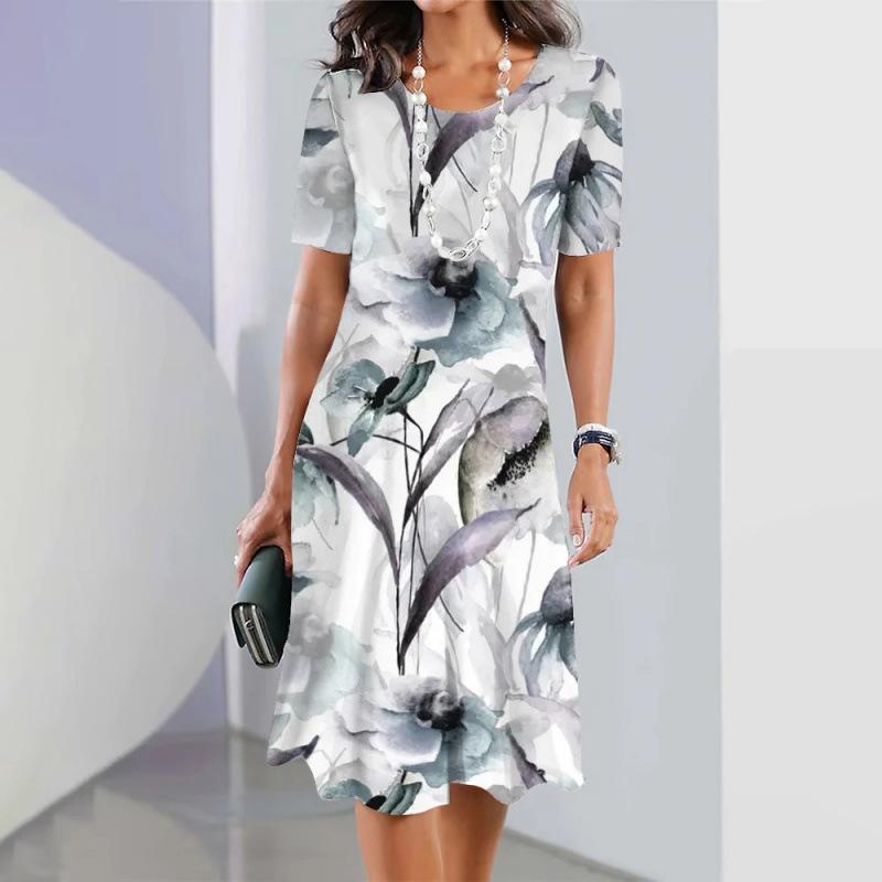 

2025 Новые модные тенденции платья весна-лето платья с принтом на талии модные женские 5XL