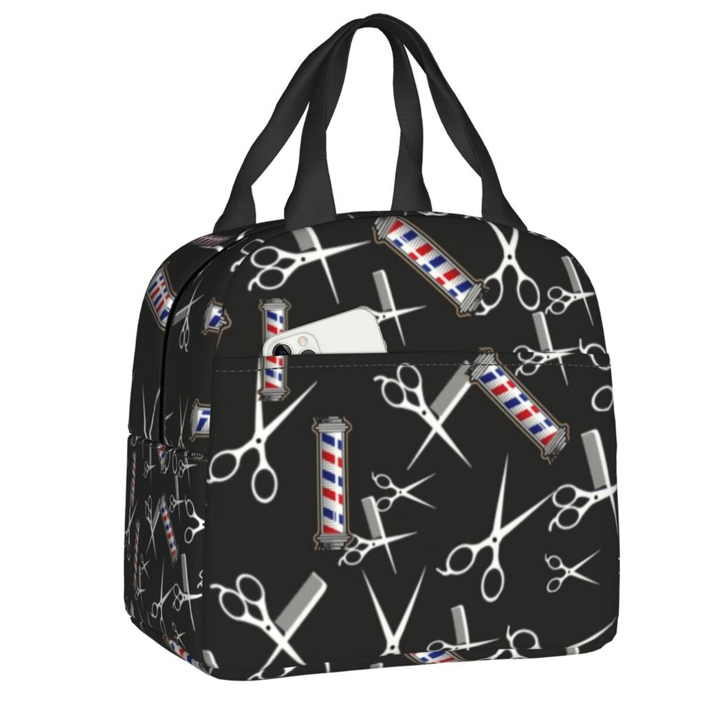 Custom Hairdresser Angel Cutting Insulated Lunch Bag for Women Waterproof Barber Hairstylist Thermal Cooler Bento Box Travel