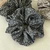 French Vintage Floral Print Hair Scrunchies Oversized Ruched Ponytail Holder Pastoral Style Elastic Hair Ties For Thick Hair