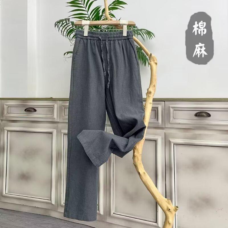 Thin Cotton Imitation Linen Casual Pants Men's Summer Men's Large Size Straight Men's Long Pants