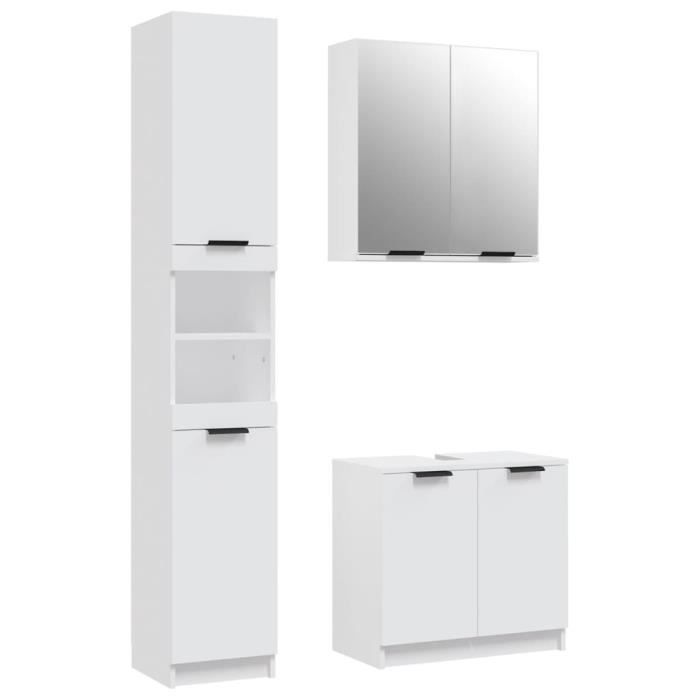 VidaXL Meubles de salle de bain 3 pcs Blanc Bois d'ingénierie 3115876
