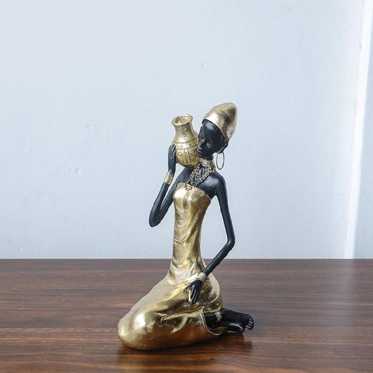 Resins Figure of African Black Woman Sculpture for Adding Cultural Touch to Interior