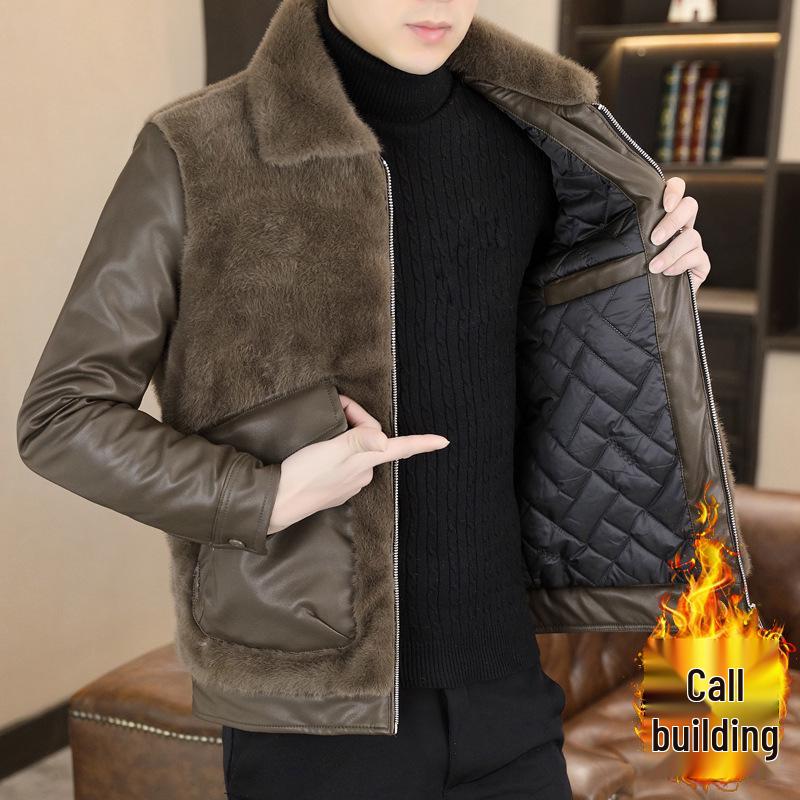 Мужская утолщенная зимняя меховая куртка из норки высокого класса - Повседневная, теплая и стильная шуба. 3XL кофейный