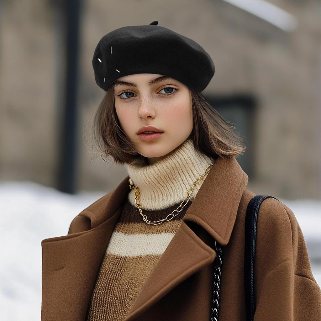 Wool Painter Slimming One Size Fits Stylish Hat [Croogo] Women's Beret, Autumn/Winter, Felt, Warm, Hat, Effect, Plain, Cute, All, Autumn/Winter