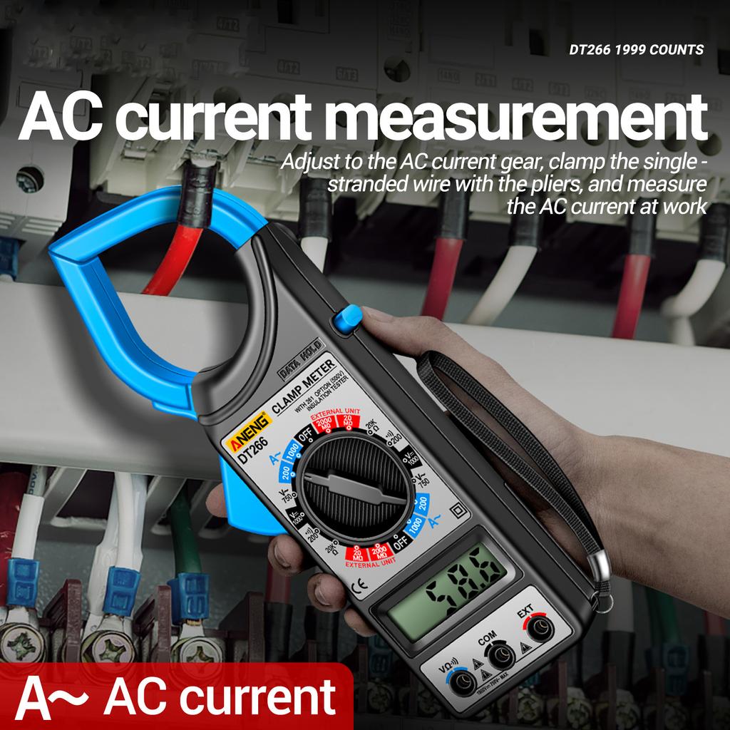 Aneng DT266 LCD 1999 Count Digital True RMS Clampmetru profesional Tester de tensiune curent ACDC